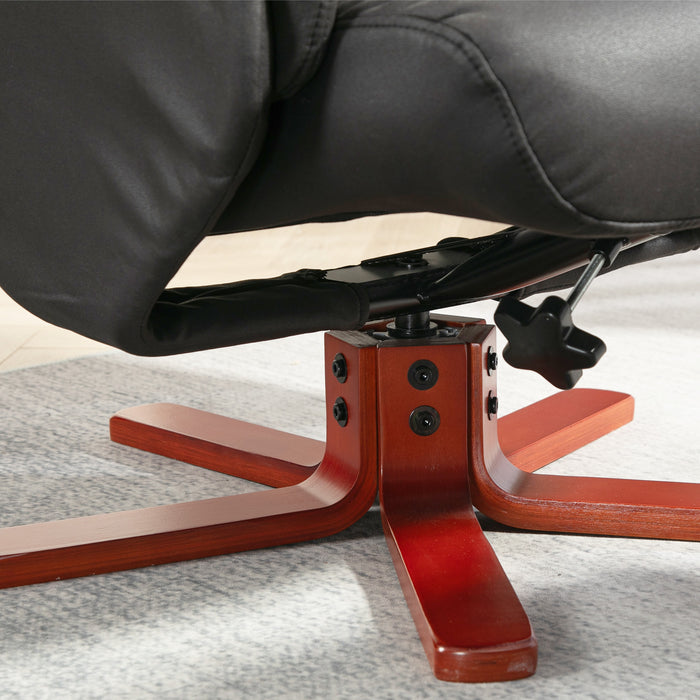 HOMCOM Faux Microfibre Leather Manual Recliner and Footstool Set - Black | Aosom UK