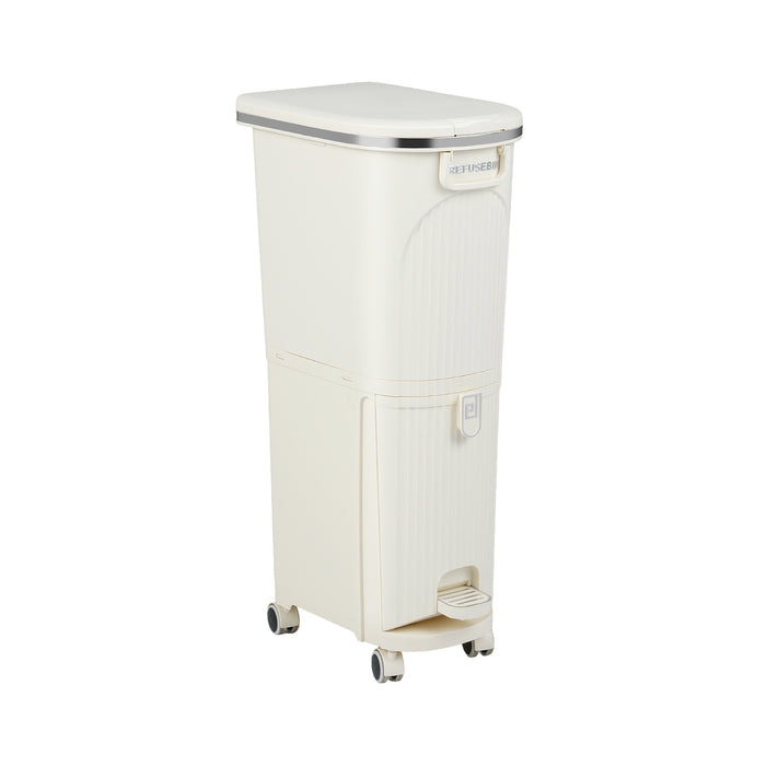 43L Kitchen Trash Can with Lid Double-Layer Sorting Trash Bin-