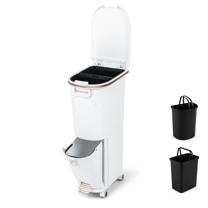 43L Kitchen Trash Can with Lid Double-Layer Sorting Trash Bin-