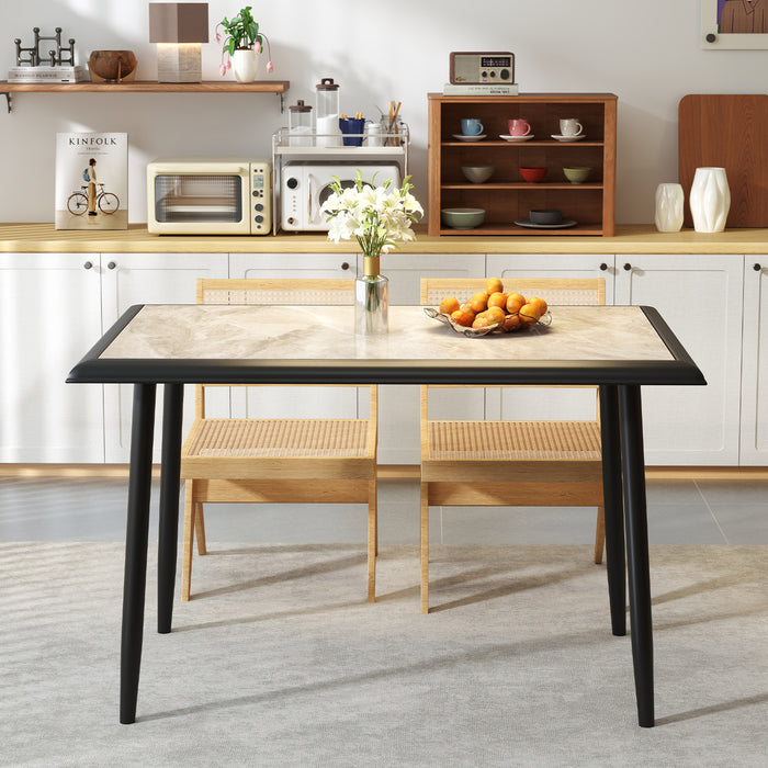 44 Inch Sintered Stone Dining Table with Metal Frame for Dining Room-Grey