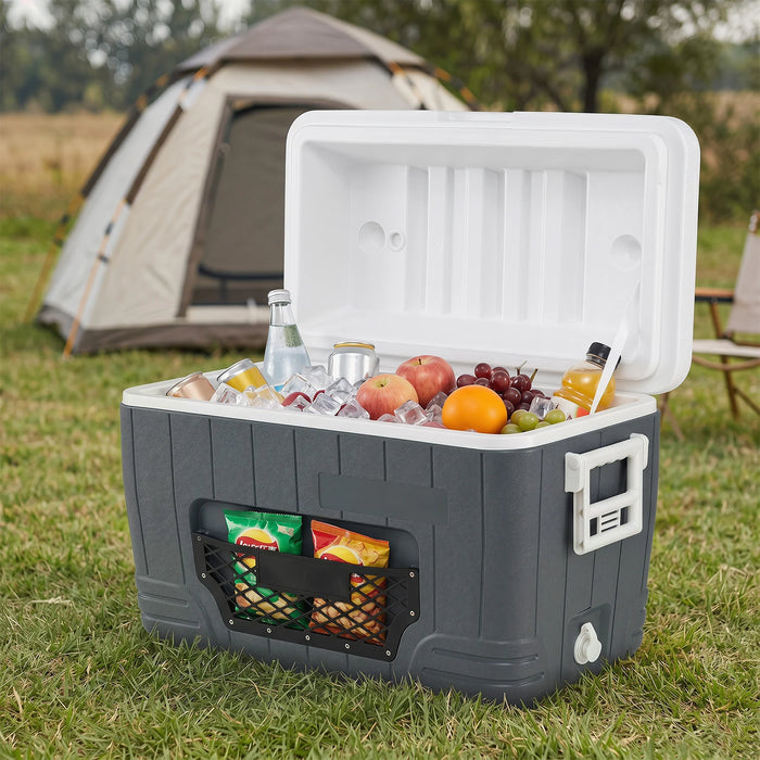 45 L Insulated Portable Cooler Hard Shell with 4 Cup Holders and Drain Plug-Blue