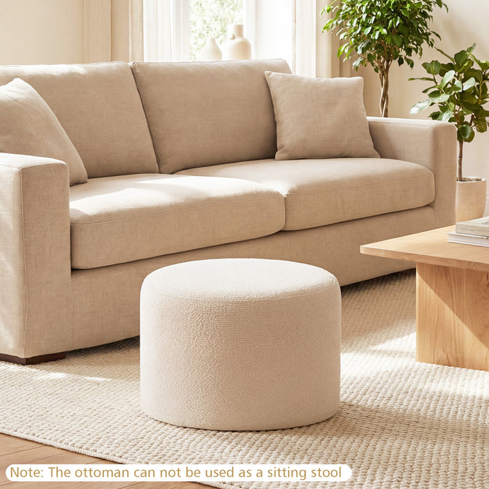 45 cm x 35 cm Round Pouf Ottoman with Loop Yarn Fabric and Machine-washable Cover-