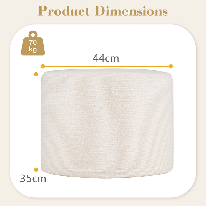 45 cm x 35 cm Round Pouf Ottoman with Loop Yarn Fabric and Machine-washable Cover-