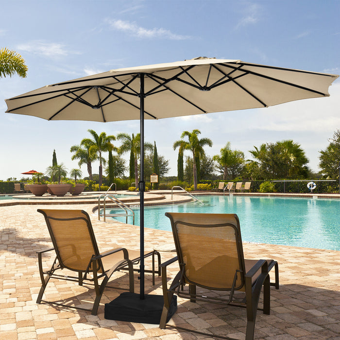 450cm Double-Sided Patio Umbrella with Base and Hand-Crank System-