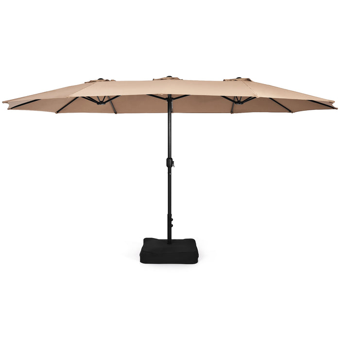 450cm Double-Sided Patio Umbrella with Base and Hand-Crank System-