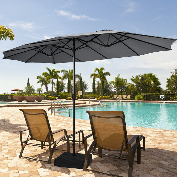 450cm Double-Sided Patio Umbrella with Base and Hand-Crank System-