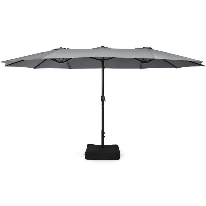 450cm Double-Sided Patio Umbrella with Base and Hand-Crank System-
