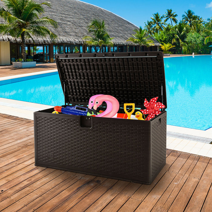 454L Large Weather-resistant Resin Deck Box with Lock Lid-Brown