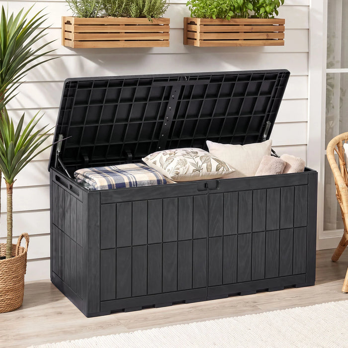455 L Outdoor Waterproof Lockable Deck Box with Lid and Handles-Black