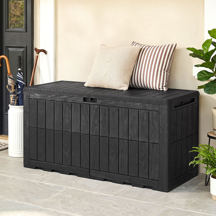 455 L Outdoor Waterproof Lockable Deck Box with Lid and Handles-Black