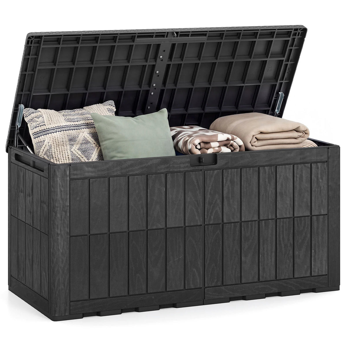 455 L Outdoor Waterproof Lockable Deck Box with Lid and Handles-Black