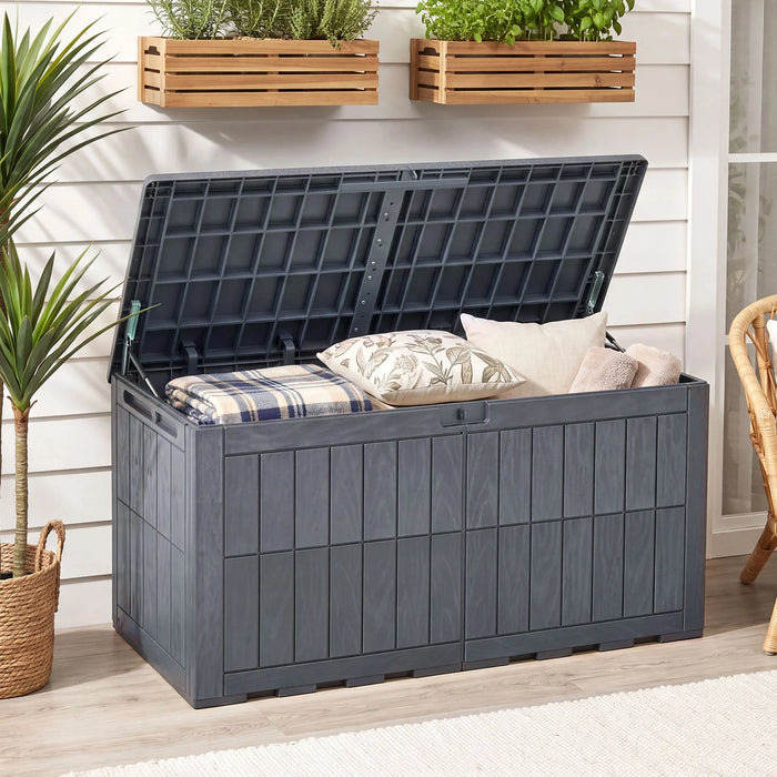 455 L Outdoor Waterproof Lockable Deck Box with Lid and Handles-Black