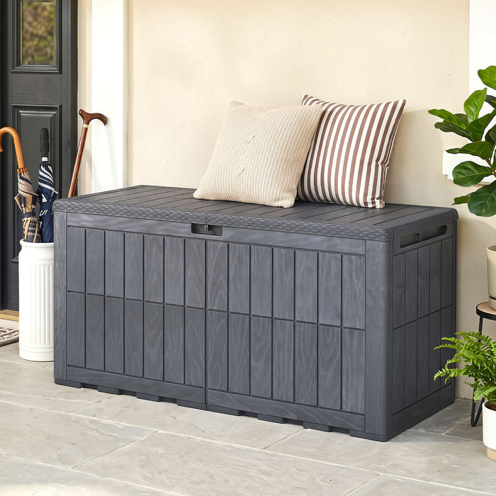 455 L Outdoor Waterproof Lockable Deck Box with Lid and Handles-Black
