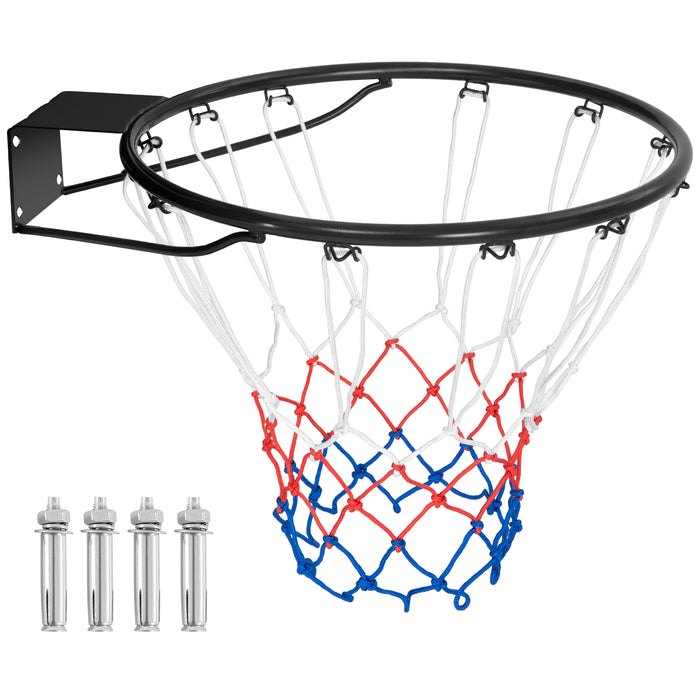 45/38 cm Heavy Duty Basketball Rim with All Weather Net and Mounting Hardware-Black-