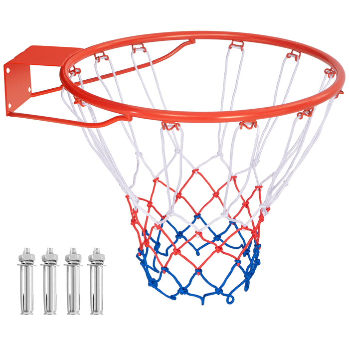 45/38 cm Heavy Duty Basketball Rim with All Weather Net and Mounting Hardware-Black-