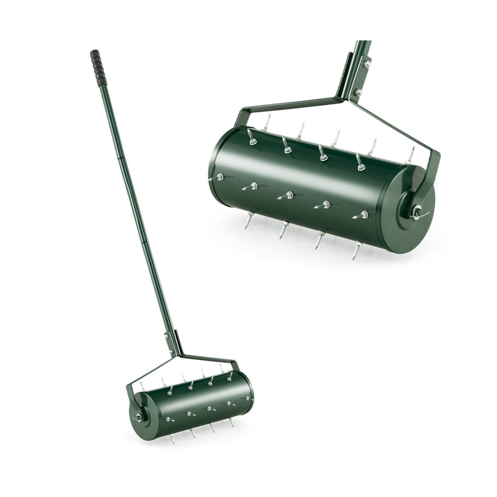 Manual Rolling Lawn Aerator Tool with 45cm Width-130 cm Detachable Handle - Ideal for Lawn Revitalization and Aeration