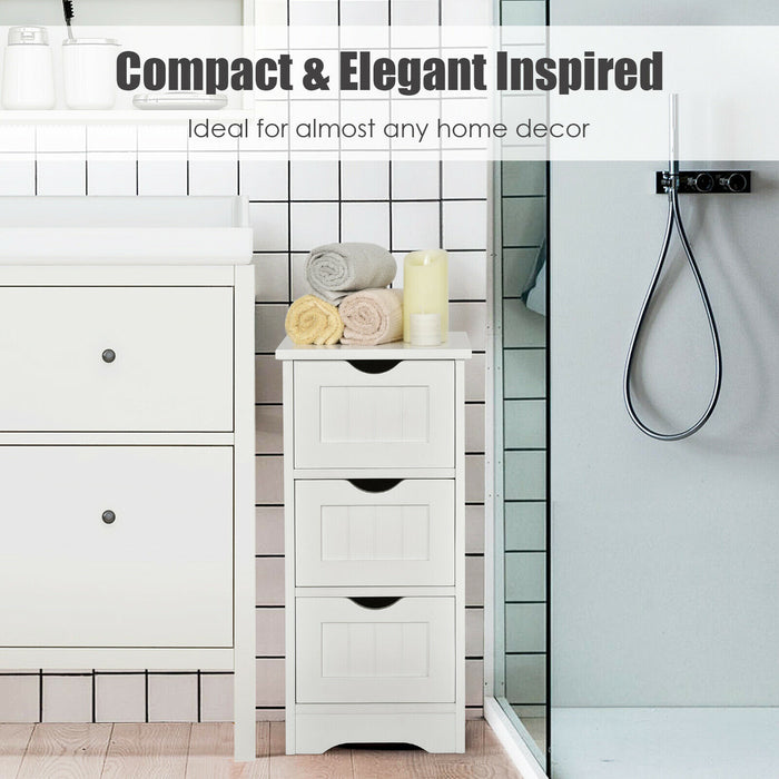 Bathroom Floor Cabinet with 3 Drawers and Cut-Off Handle-