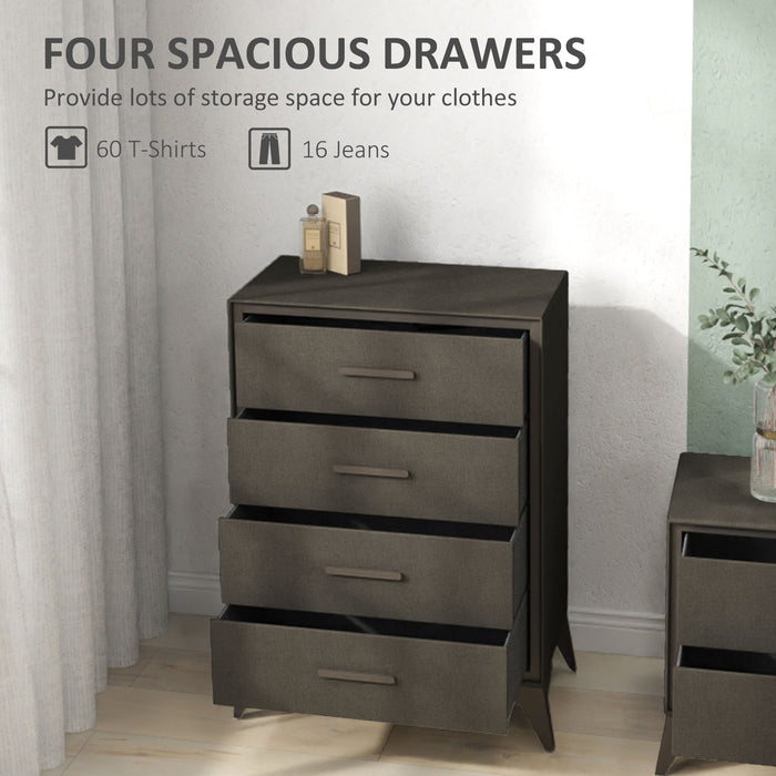 HOMCOM Chest of Drawers, 4 Drawer Fabric Dresser with Steel Frame for Bedroom, Living Room, Easy to Assemble, Brown