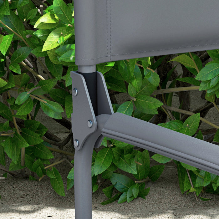 Portable Director's Chair with Built-in Side Table - Durable Grey Camping Seat - Ideal for Outdoor Events and Picnics