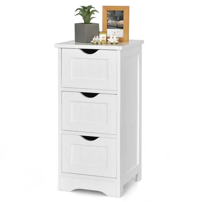 Bathroom Floor Cabinet with 3 Drawers and Cut-Off Handle-