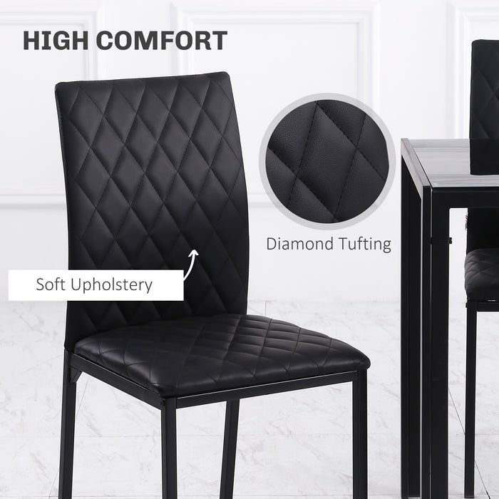 HOMCOM Dining Table Set, Folding Drop Leaf Table with Storage and 4 Chairs, Black