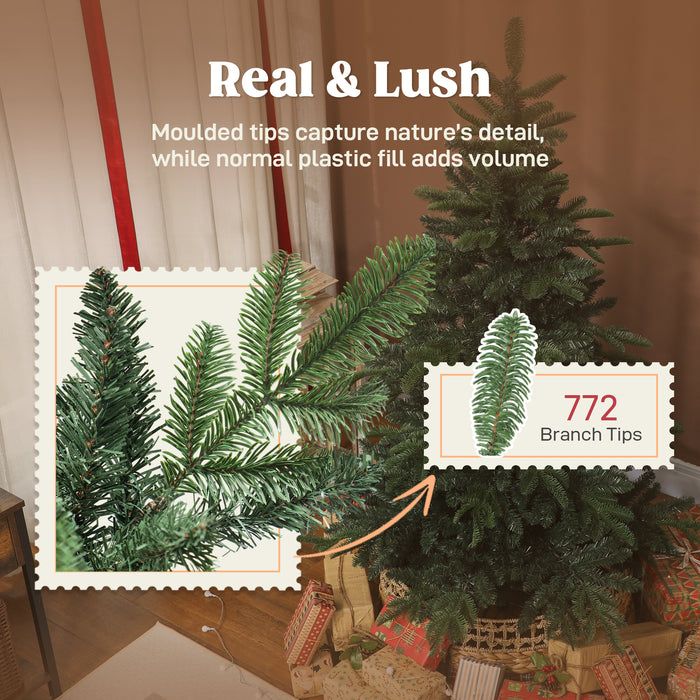 HOMCOM 5ft Artificial Christmas Tree with Realistic Branches, Easy Assembly - Green