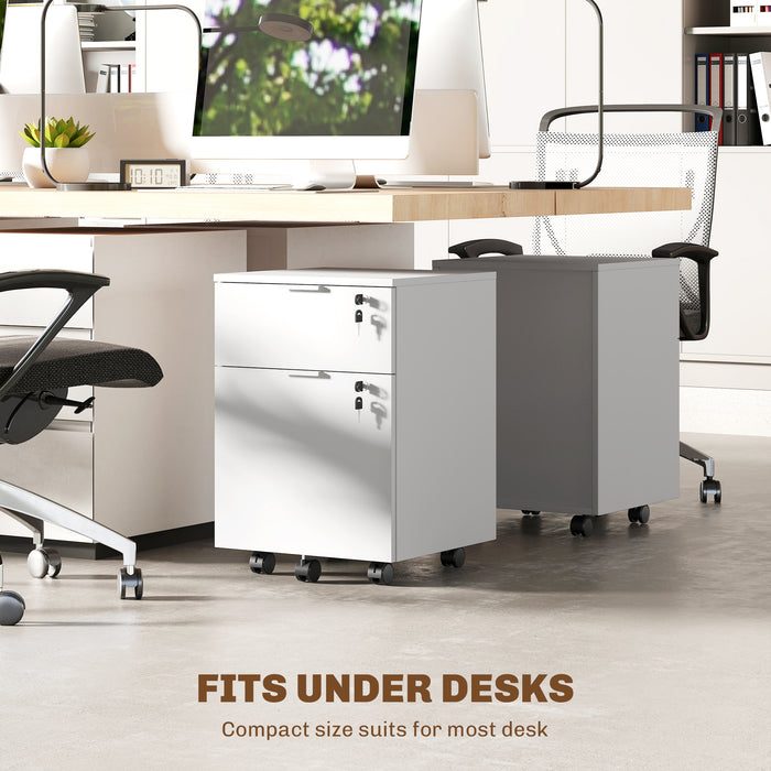 HOMCOM Two-Drawer Lockable Filing Cabinet - White