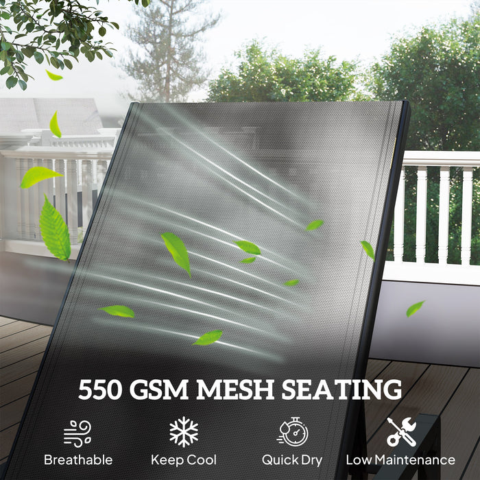 Outsunny Folding Sun Lounger, 5-Position Adjustable Garden Chaise Lounge Sunbed, Steel Frame Reclining Chair for Beach, Porch, Patio, Camping, Light Grey