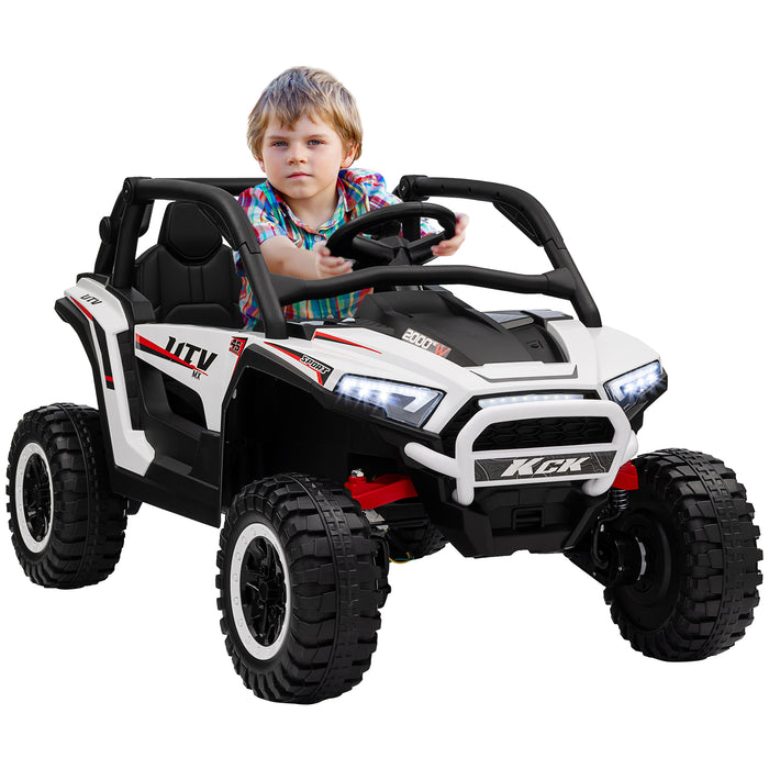AIYAPLAY 2 Seater 24V 7AH Ride on Truck, Battery Powered Electric Ride On Car w/ Remote, Suspension, 3 Speeds - White