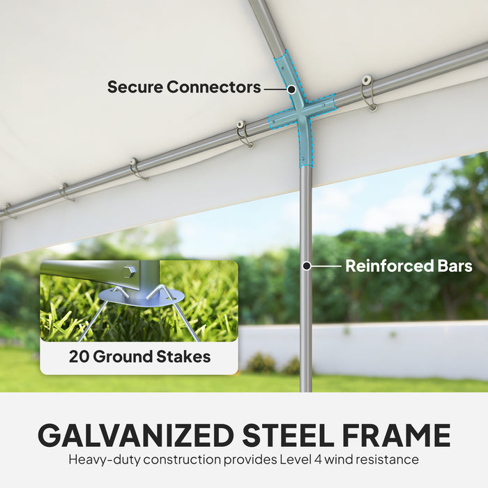Outsunny 6 x 4 m Party Tent, Heavy Duty Gazebo Canopy with Windows, Outdoor Party Wedding Tent with 4 Removable Sidewalls