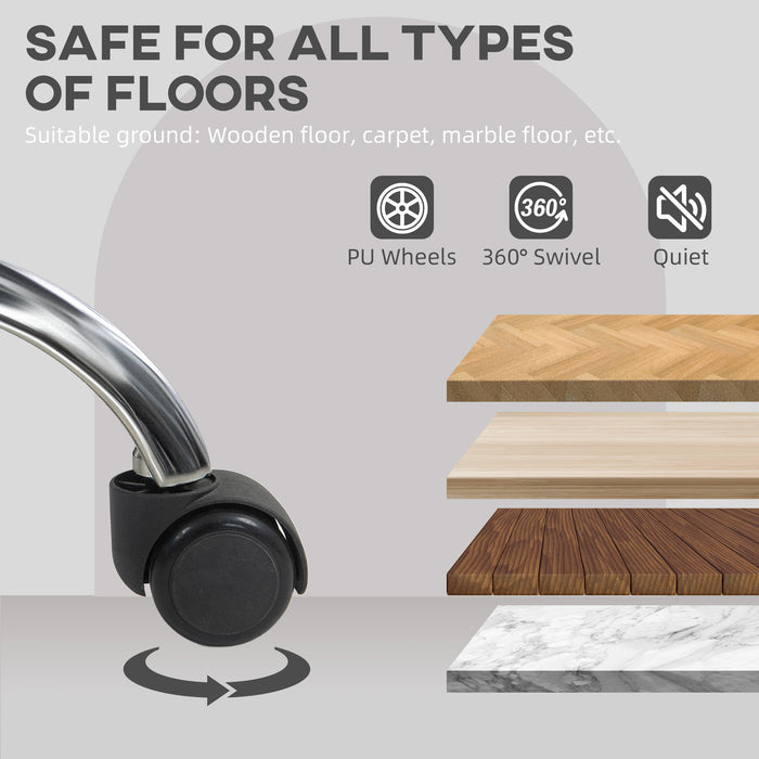 HOMCOM Computer Desk Chair, Fluffy Fabric Swivel Office Chair, Makeup Vanity Chair with Height Adjustable, Wheels, for Home Study Bedroom, Grey | Aosom UK