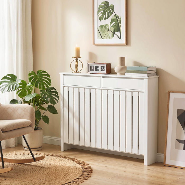 HOMCOM 93 x 119cm Rustic-Look Radiator Cover - White