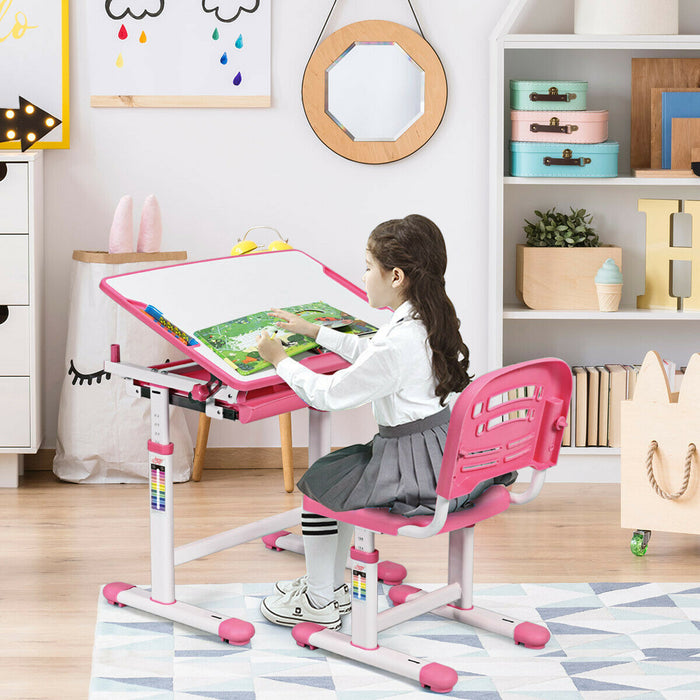 Children's Ergonomic Height Adjustable Study Desk and Chair-