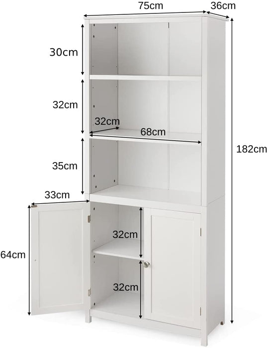 Tall Wooden Bookcase - 3-Tier White Storage Cabinet - Ideal for Organizing Books and Display Décor