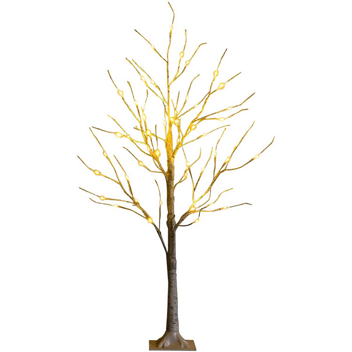 Silver Christmas Twig Tree with Warm White LED Lights for Indoor Decoration