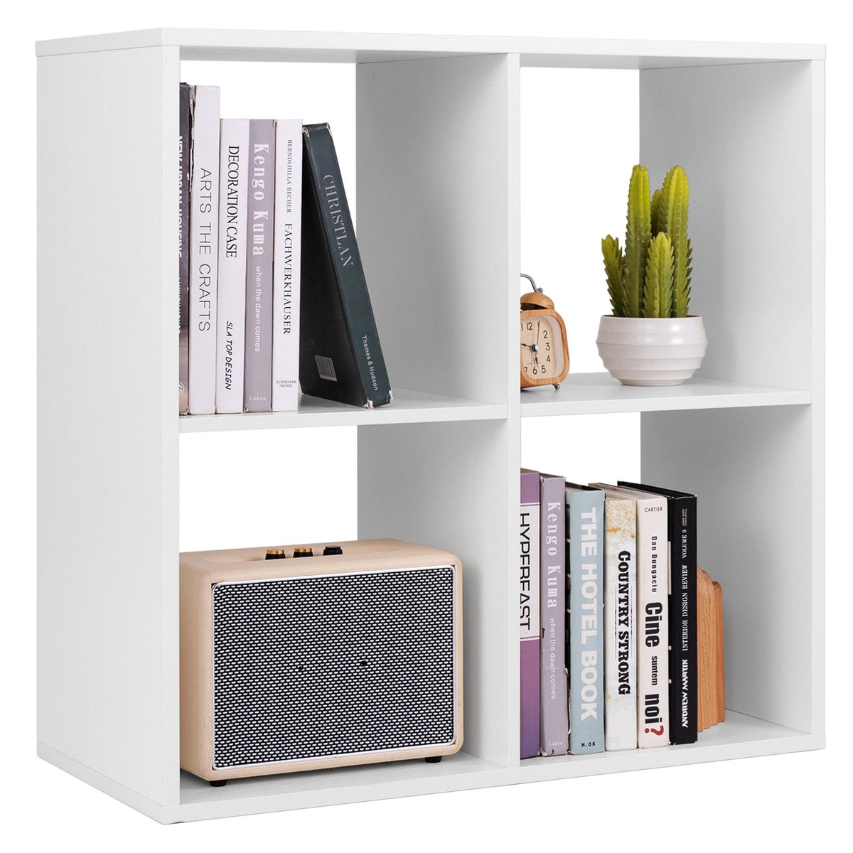 4-Cube Bookcase Home 2-tier Bookshelf with Anti-toppling Kit-