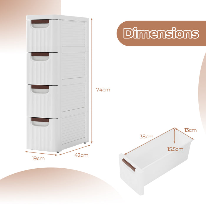 Narrow Storage Cabinet - 3/4/5/6-Drawer Design with 4-Tier Shelves - Ideal Solution for Small Space Storage Problems