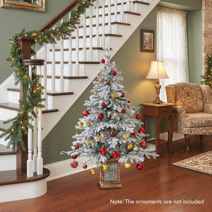 4 FT Pre-lit Artificial Christmas Trees 100 Multi-color and Warm White Dimmable Lights-4 ft