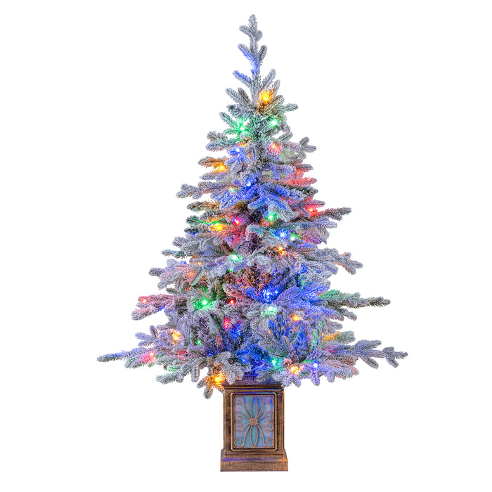 4 FT Pre-lit Artificial Christmas Trees 100 Multi-color and Warm White Dimmable Lights-4 ft