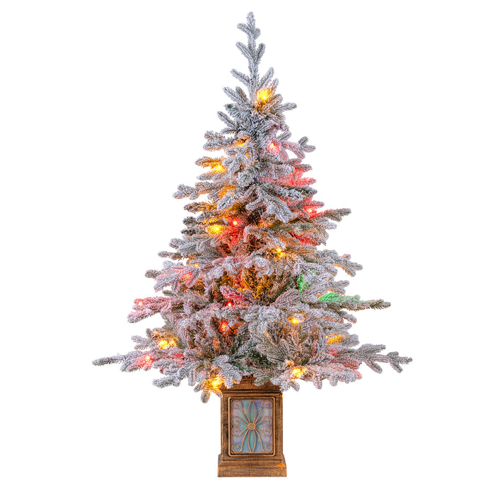 4 FT Pre-lit Artificial Christmas Trees 100 Multi-color and Warm White Dimmable Lights-4 ft