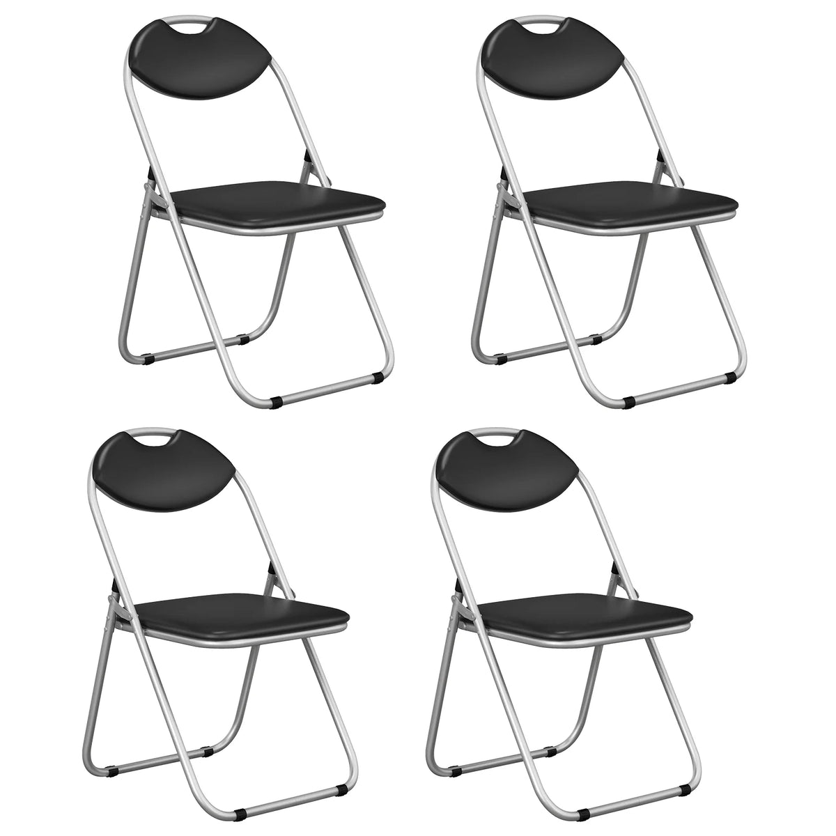 4 Pack Folding Chairs Metal Conference Chair with Padded Seat and Back ...