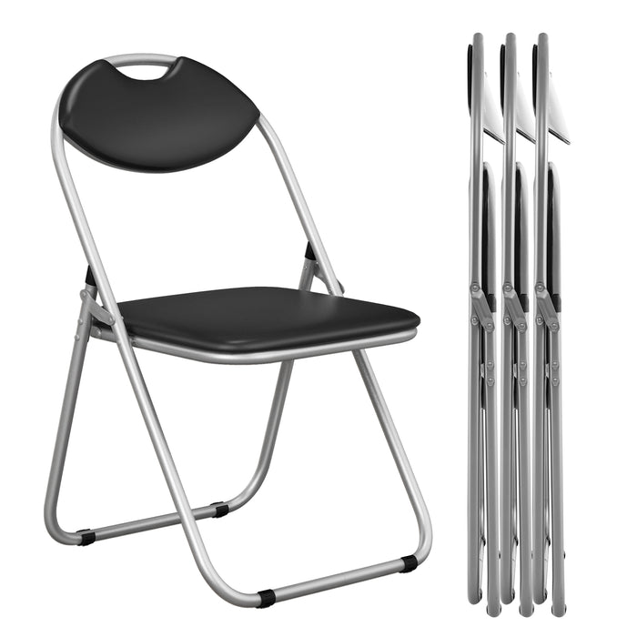 4 Pack Folding Chairs Metal Conference Chair with Padded Seat and Back