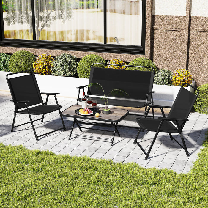 4 Piece Outdoor Conversation Set with 2 Chairs and Loveseat-