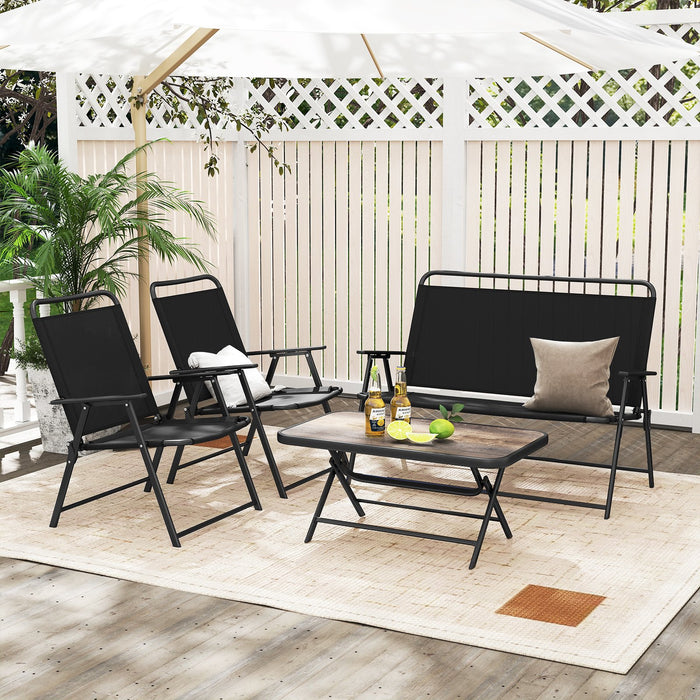 4 Piece Outdoor Conversation Set with 2 Chairs and Loveseat-