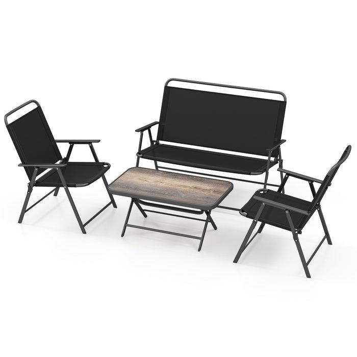 4 Piece Outdoor Conversation Set with 2 Chairs and Loveseat-
