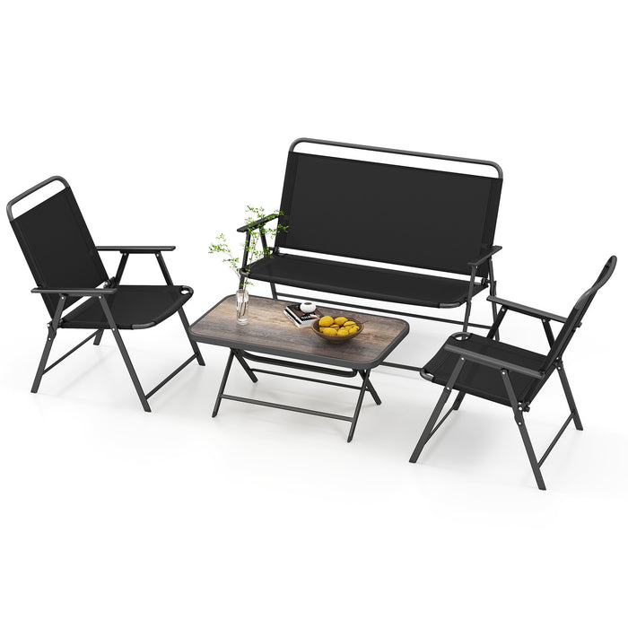 4 Piece Outdoor Conversation Set with 2 Chairs and Loveseat-