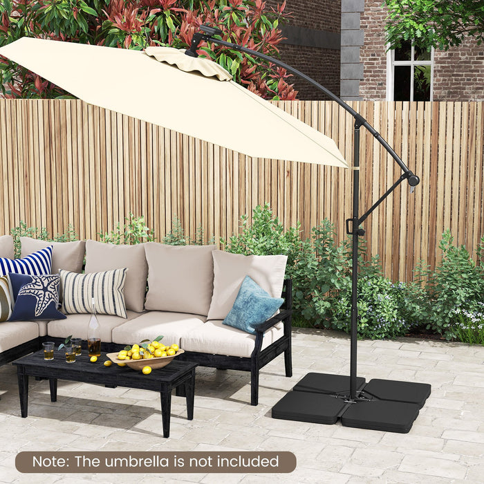 4 Pieces Offset Patio Umbrella Base with 4 Interlocking Pins and Easy-