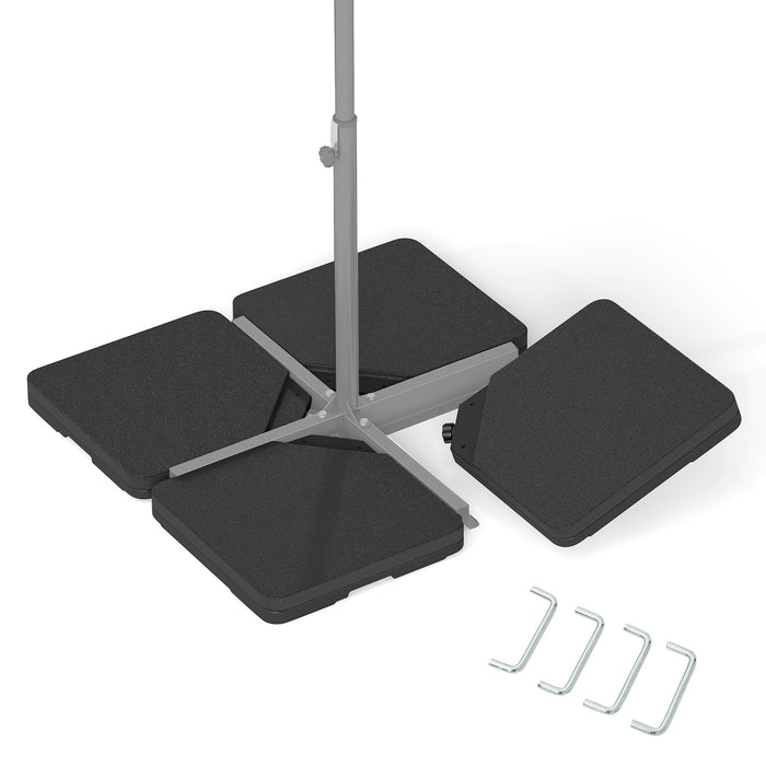 4 Pieces Offset Patio Umbrella Base with 4 Interlocking Pins and Easy-