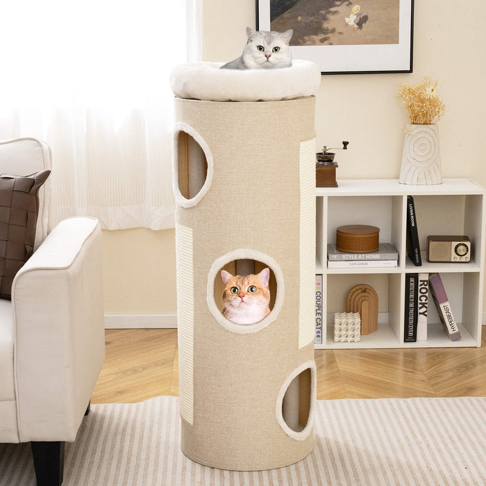 4-Story Cat House for Multiple Cats Elevated Cat Cave Bed-