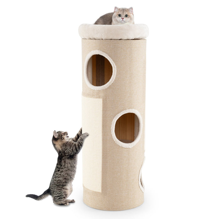 4-Story Cat House for Multiple Cats Elevated Cat Cave Bed-